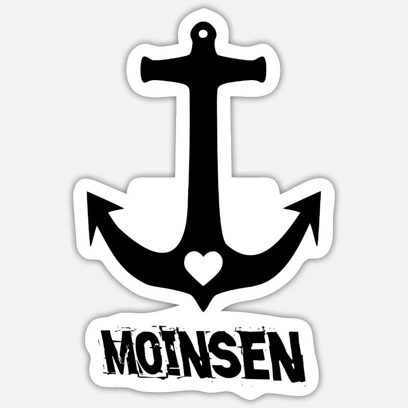 Anker Moinsen mit Herz - Sticker Größe S (10 x 10 cm) - Mattweiß