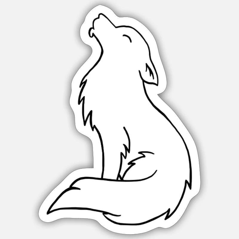 Heulender Wolf - Sticker Größe S (10 x 10 cm) - Mattweiß