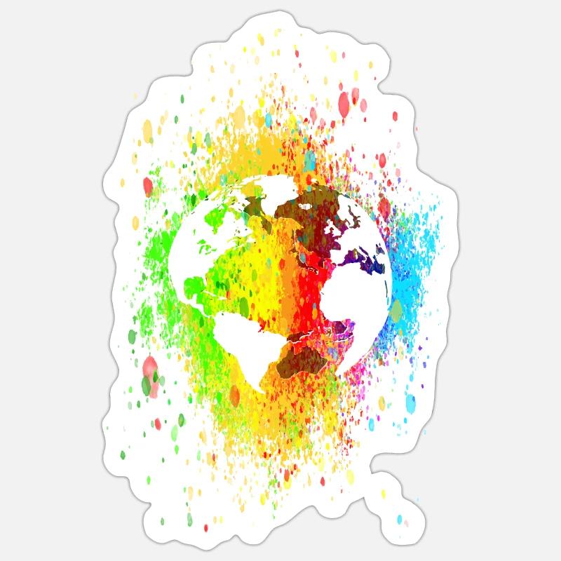 monde 03 07 03 01 - Sticker taille S (10 x 10 cm) - blanc mat