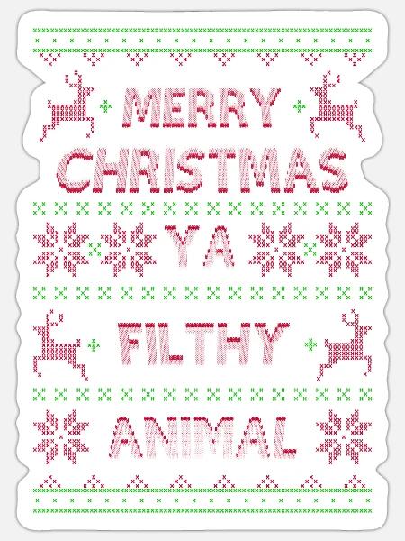 Frohe Weihnachten Ya Dreckiges Tier - Sticker Größe S (10 x 10 cm) - Mattweiß