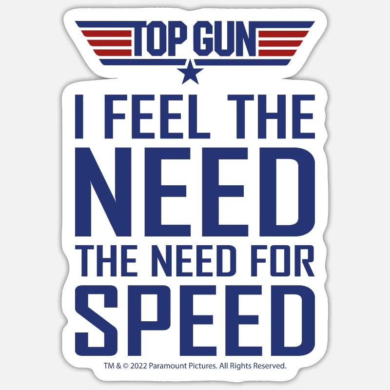 Top Gun I Feel The Need For Speed Citation Cool - Sticker taille S (10 x 10 cm) - blanc mat