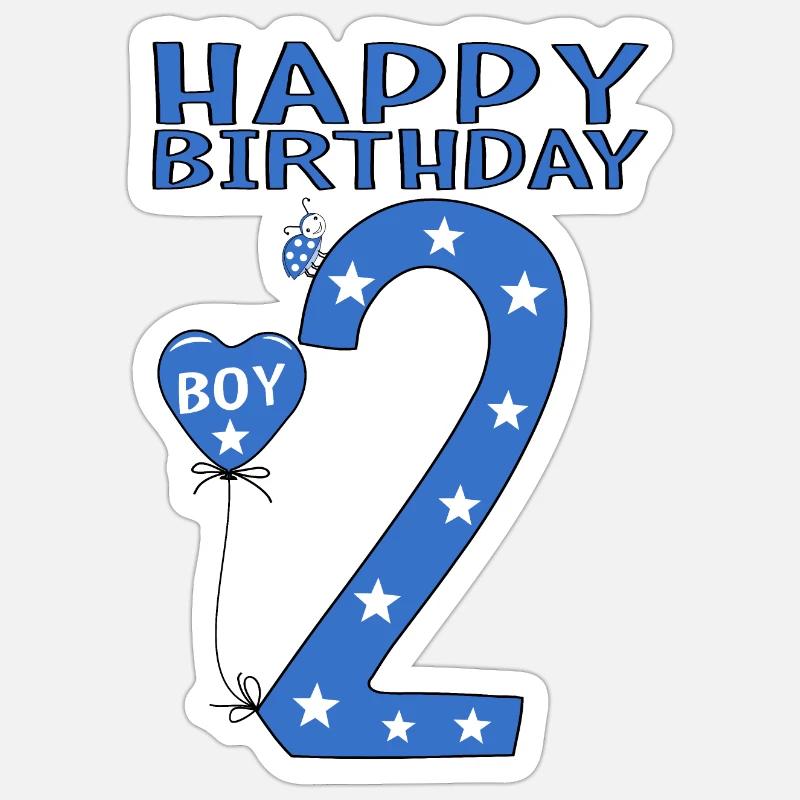 2. Geburtstag Junge Maikäfer - Sticker Größe S (10 x 10 cm) - Mattweiß