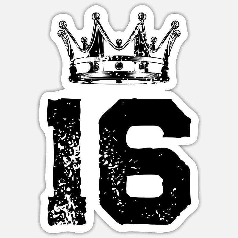 16 Couronne numérique - Sticker taille S (10 x 10 cm) - blanc mat