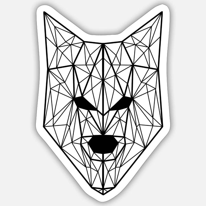 Wolf Geometric - Sticker Größe S (10 x 10 cm) - Mattweiß