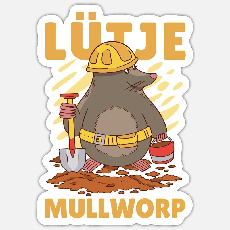Lütje Mullworp Low German Mole Sticker size S (10 x 10 cm)