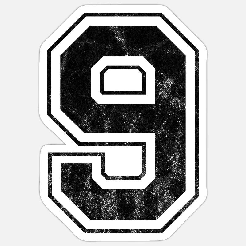 Numéro 9 - Sticker taille S (10 x 10 cm) - blanc mat