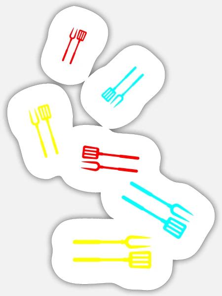 Grillzange Grillen Symbol - Sticker Größe S (10 x 10 cm) - Mattweiß