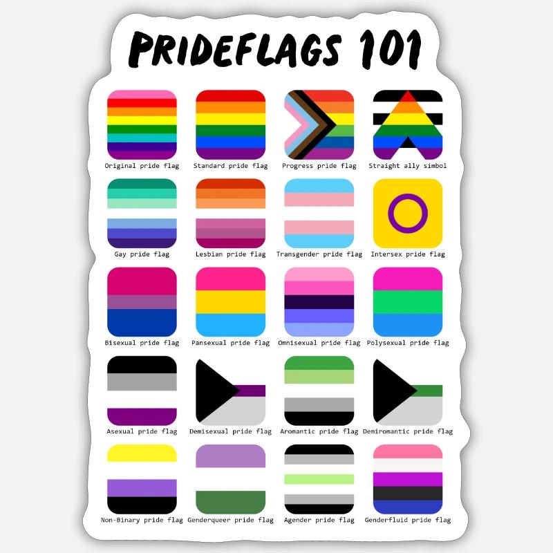 Pride Flags 101 - Sticker size S (10 x 10 cm) - white matte