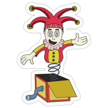 Überraschungsbox mit einem Clown - Sticker Größe S (10 x 10 cm) - Mattweiß - Vorne