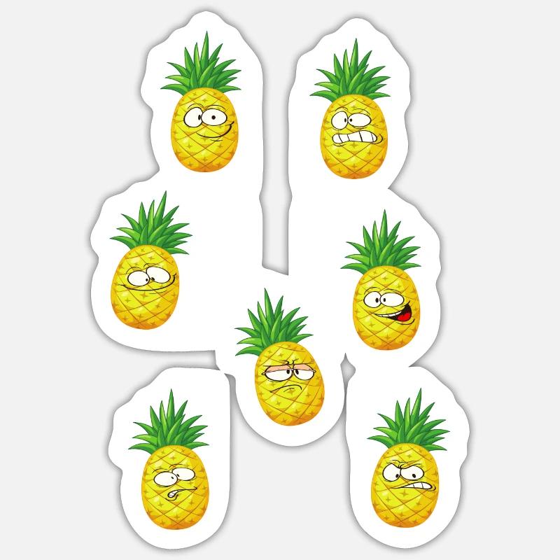 Annanas - Sticker Größe S (10 x 10 cm) - Mattweiß