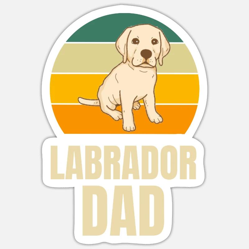 Rétro Labrador Papa - Sticker taille S (10 x 10 cm) - blanc mat