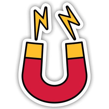 Lightning magnet logo funny - Sticker size S (10 x 10 cm) - white matte - Front