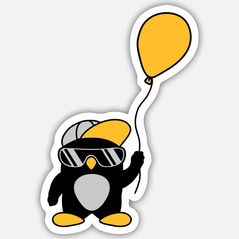 Luftballon cooler Pinguin Mütze - Sticker Größe S (10 x 10 cm) - Mattweiß