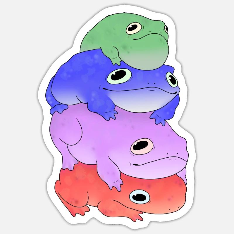 Froschstapel - Sticker Größe S (10 x 10 cm) - Mattweiß