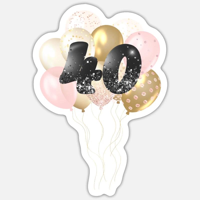 Ballons Numéro 40 - Sticker taille S (10 x 10 cm) - blanc mat