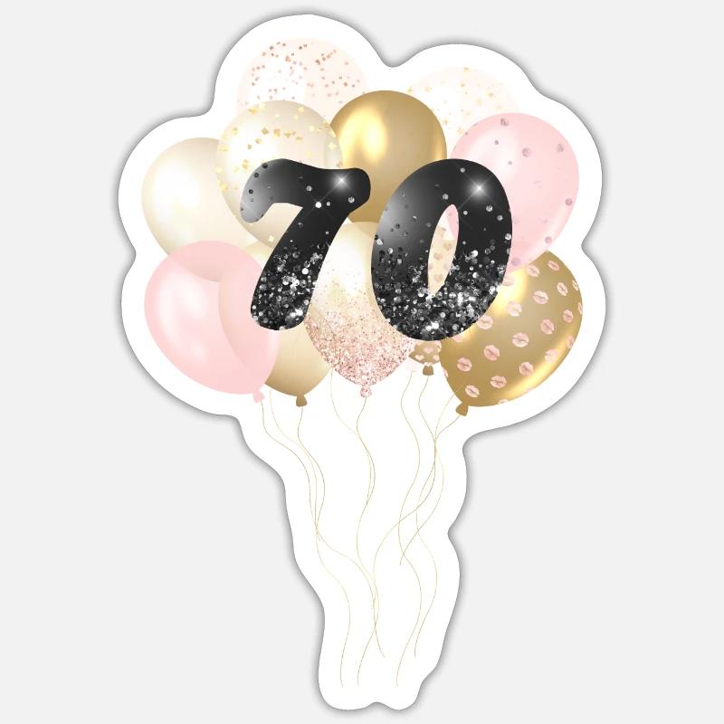 Ballons numéro 70 - Sticker taille S (10 x 10 cm) - blanc mat