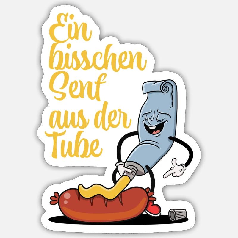 Bockwurst mit Senf Sticker Größe S (10 x 10 cm)