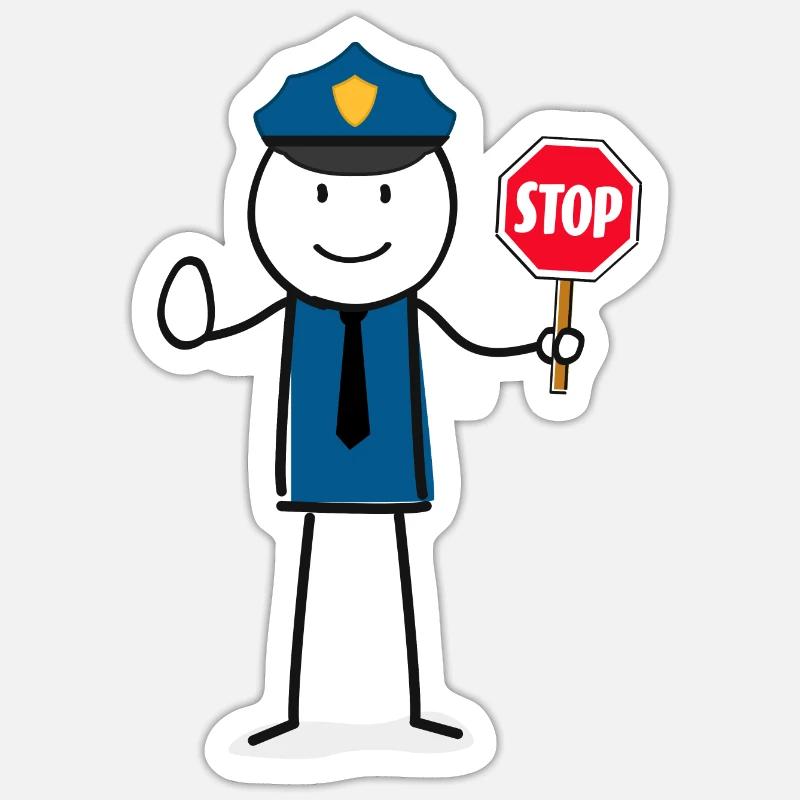 Polizei Stop Strichmännchen Sticker Größe S (10 x 10 cm)