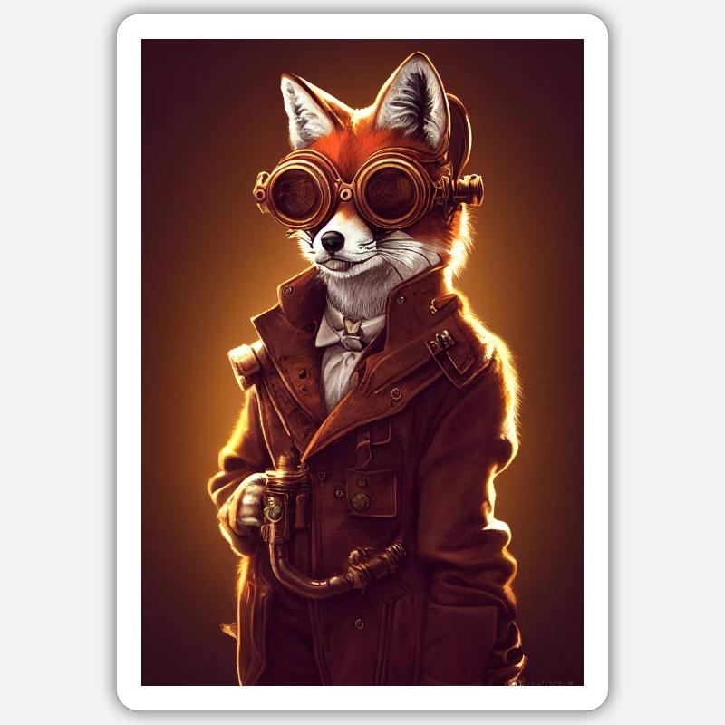 Fuchs Steampunk Engineer Glasses Furry Sticker size S (10 x 10 cm)