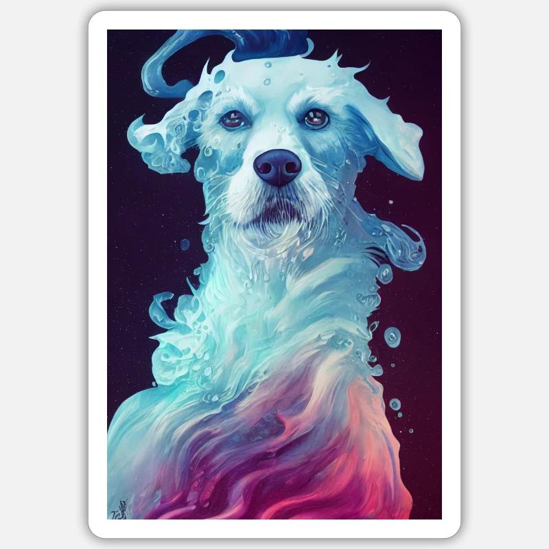 Hund Träumerisch Geist Süß - Sticker Größe S (10 x 10 cm) - Mattweiß