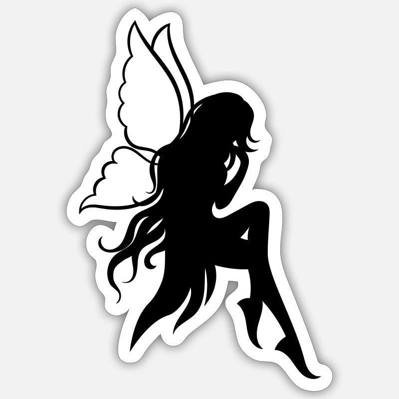 Douce Fée Elfe Fille - Sticker taille S (10 x 10 cm) - blanc mat