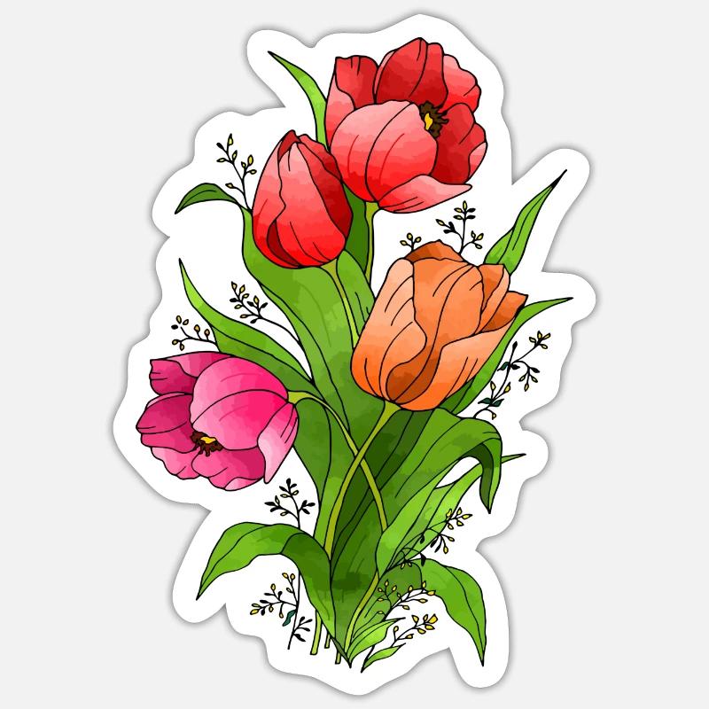 Fleur - Sticker taille S (10 x 10 cm) - blanc mat