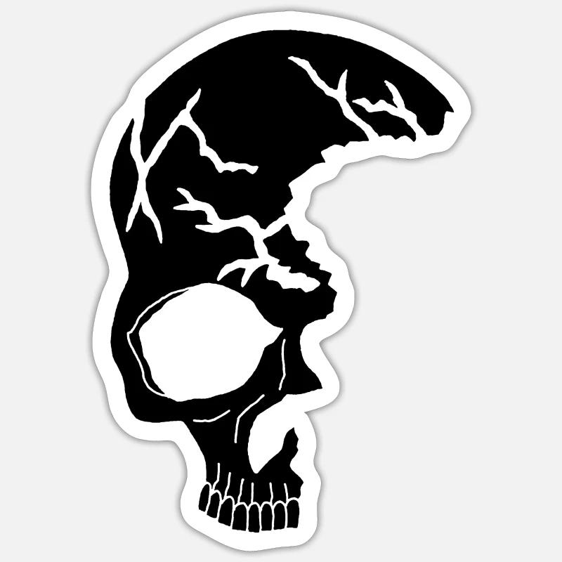 Schwarzer Halbschädel - Sticker Größe S (10 x 10 cm) - Mattweiß