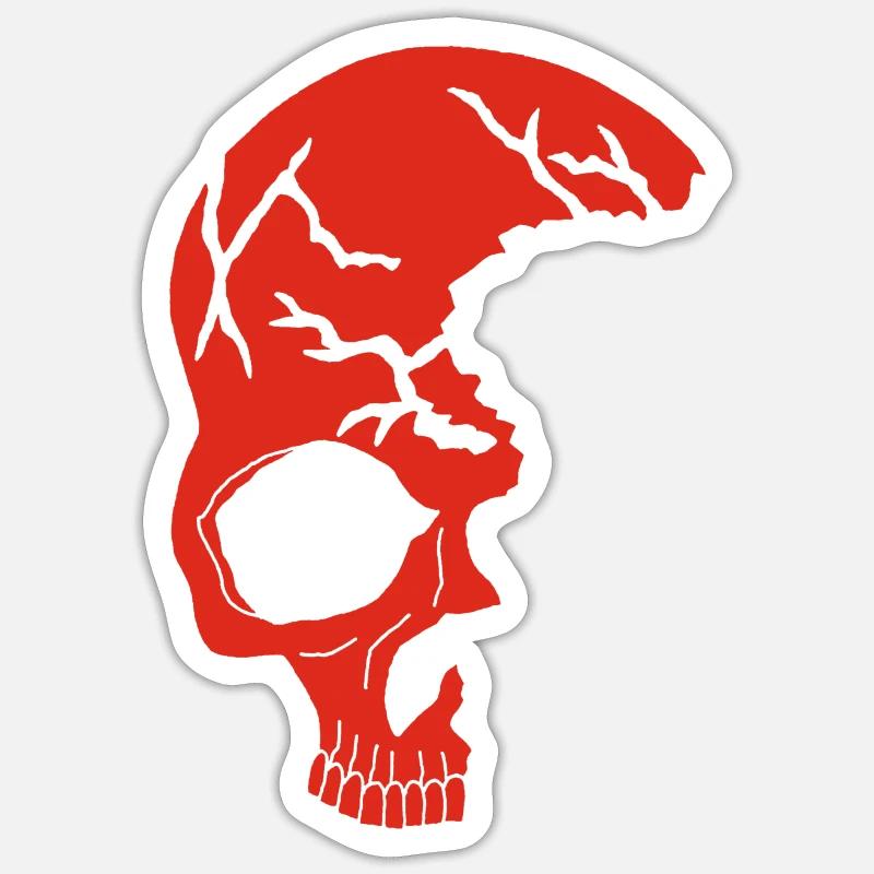 Roter Halbschädel - Sticker Größe S (10 x 10 cm) - Mattweiß