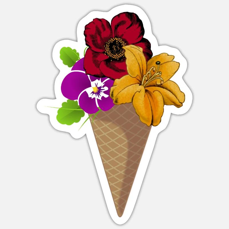 Ein Eis voller Blumen Sticker Größe S (10 x 10 cm)
