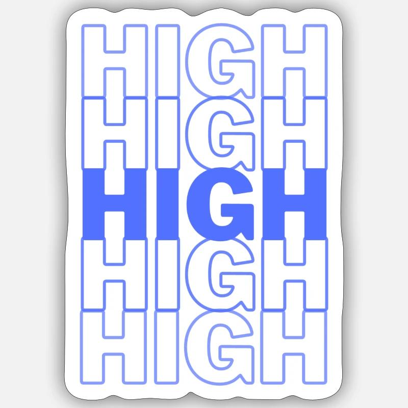 Bleu « HIGH » - Sticker taille S (10 x 10 cm) - blanc mat