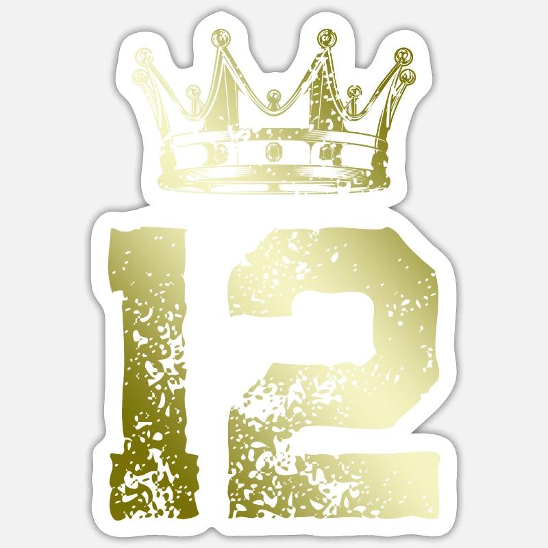 12 Couronne numérique - Sticker taille S (10 x 10 cm) - blanc mat