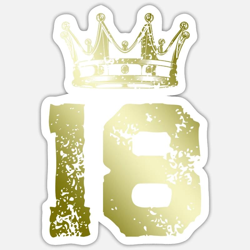 18 Couronne numérique - Sticker taille S (10 x 10 cm) - blanc mat