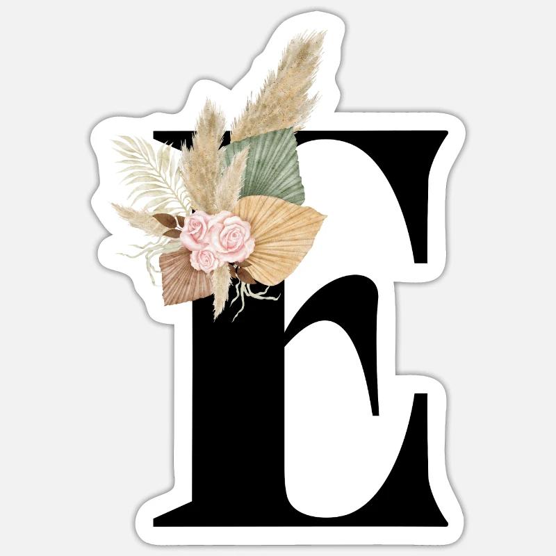 lettre E fleuris Sticker taille S (10 x 10 cm)