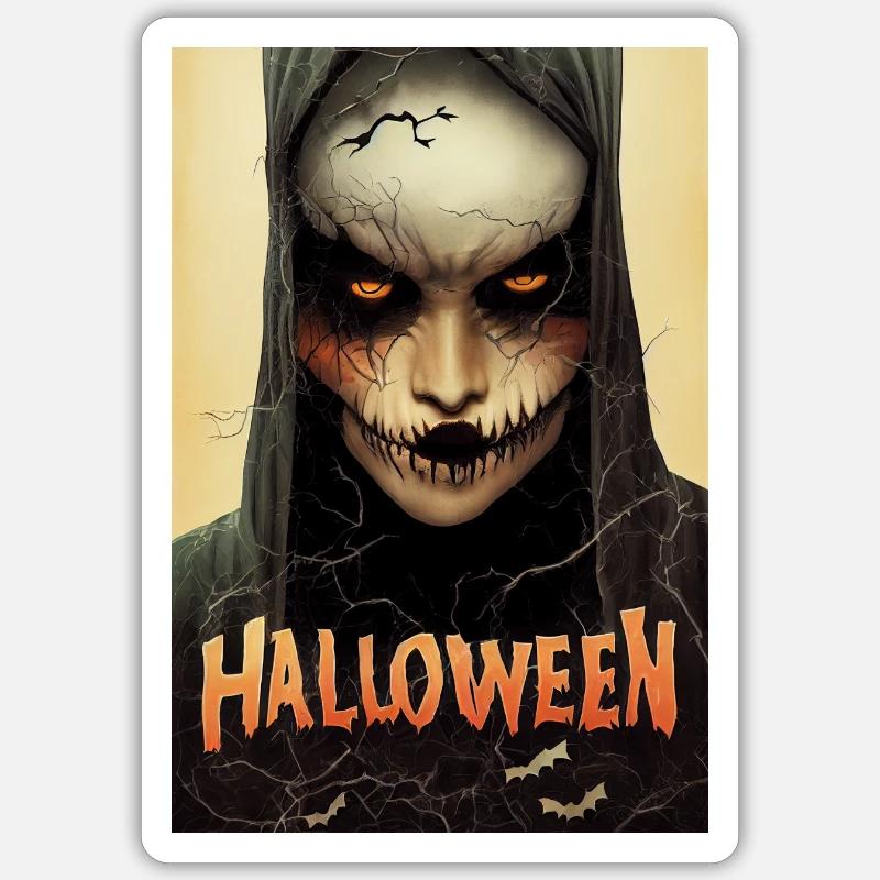 Crâne effrayant d’Halloween - Sticker taille S (10 x 10 cm) - blanc mat