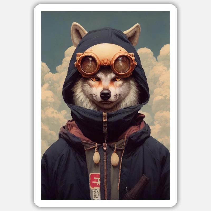 Wolf Mask Flyer Sticker size S (10 x 10 cm)