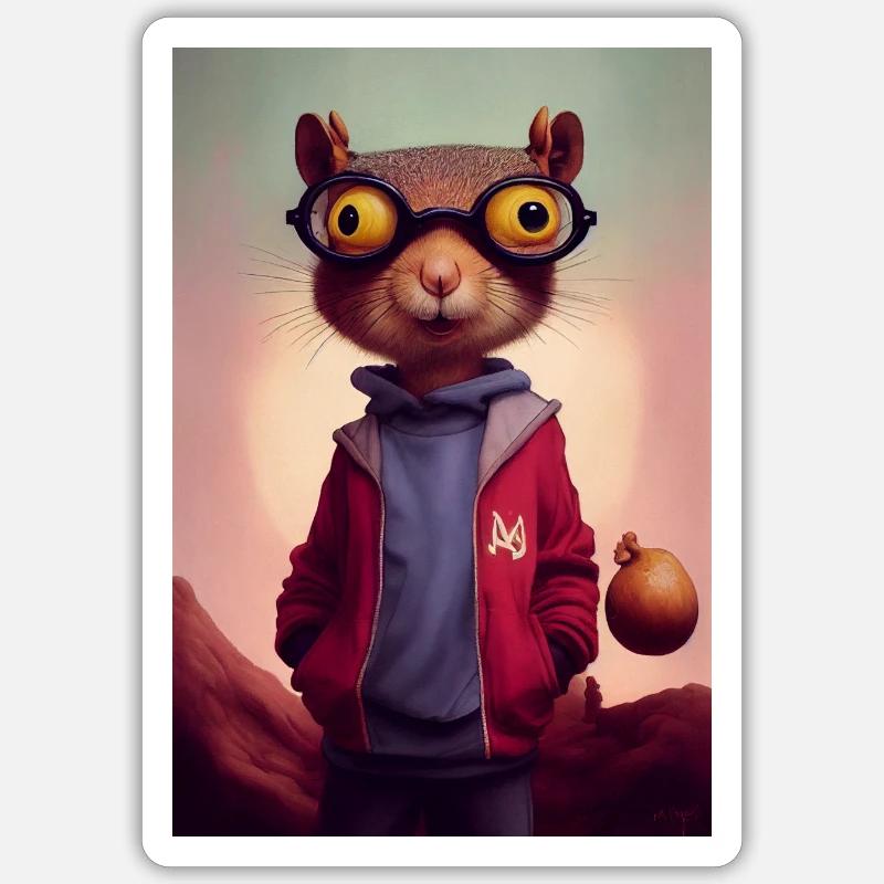 Chipmunk Eichhörnchen Süß - Sticker Größe S (10 x 10 cm) - Mattweiß