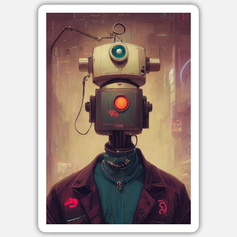 Roboter Apokalyptisch - Sticker Größe S (10 x 10 cm) - Mattweiß