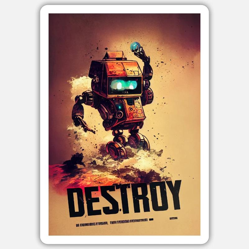 Destroy Robot Construction Site - Sticker size S (10 x 10 cm) - white matte