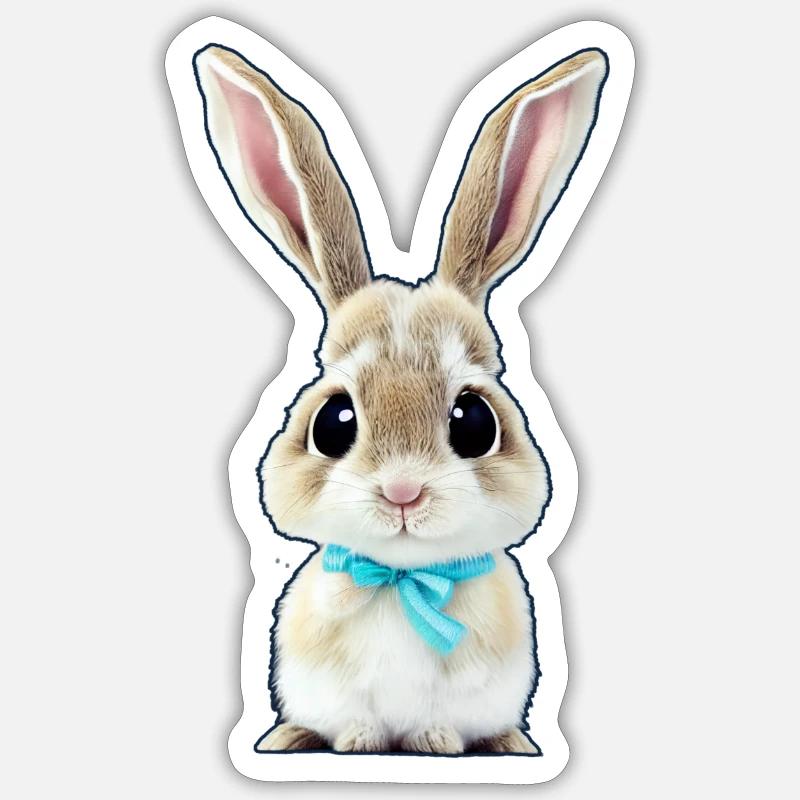 Rabbit with loop - Sticker size S (10 x 10 cm) - white matte