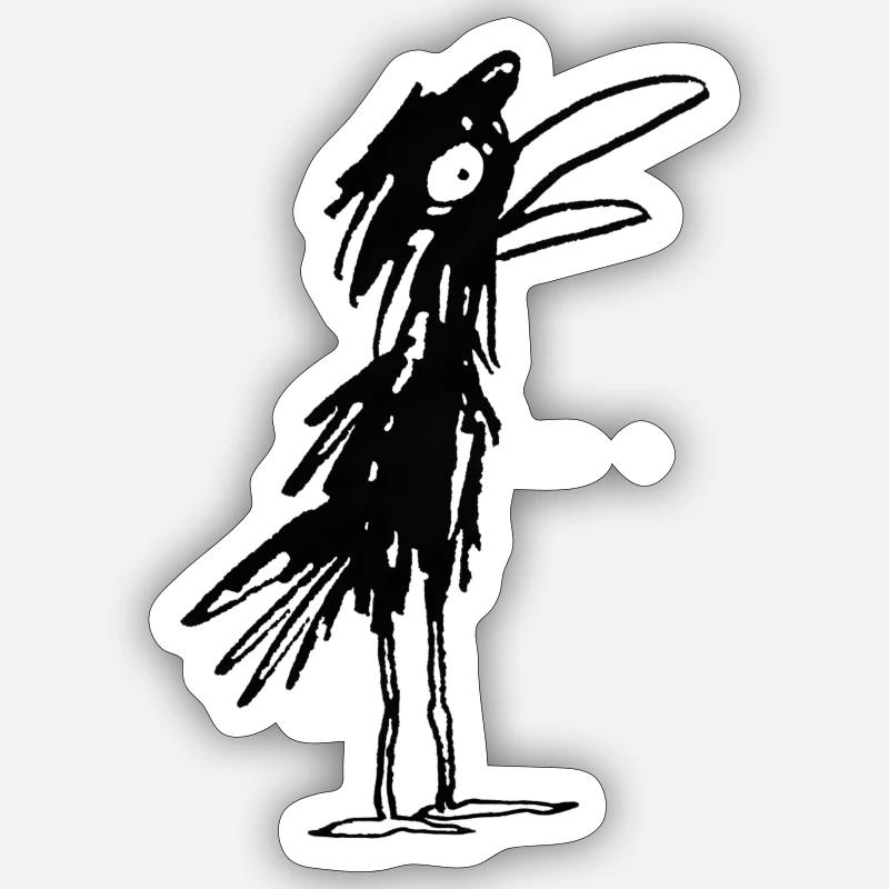 struppige Krähe - Sticker Größe S (10 x 10 cm) - Mattweiß