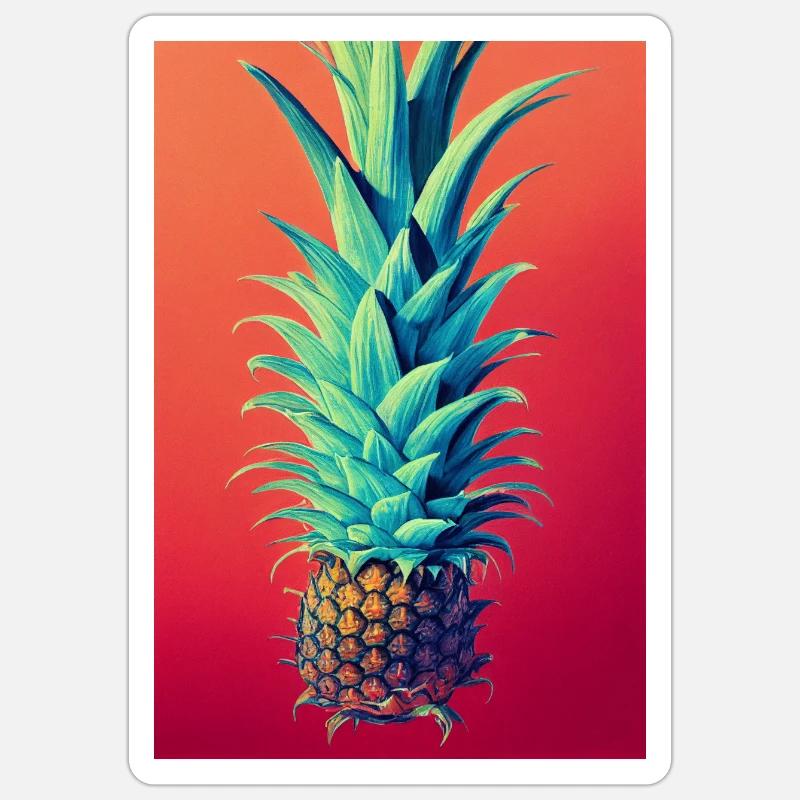 Pineapple painted with crayons Sticker size S (10 x 10 cm)