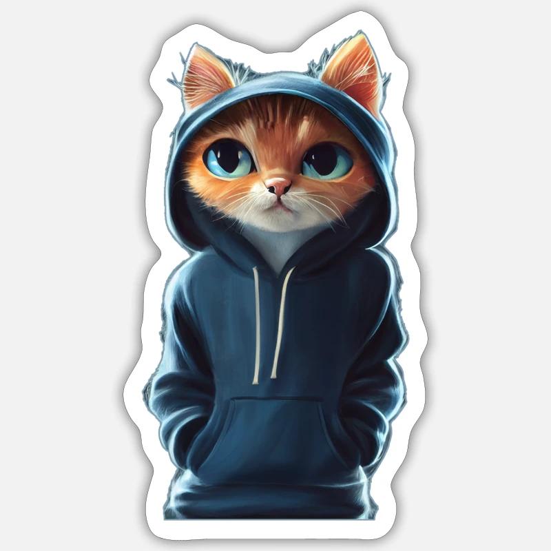 Chat Bucky avec pull Sticker taille S (10 x 10 cm)