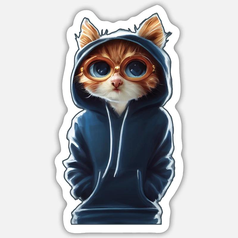 Cat with Sweater 2 - Sticker size S (10 x 10 cm) - white matte