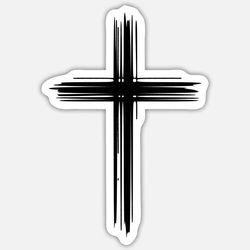 Rough Cross - Sticker Größe S (10 x 10 cm) - Mattweiß