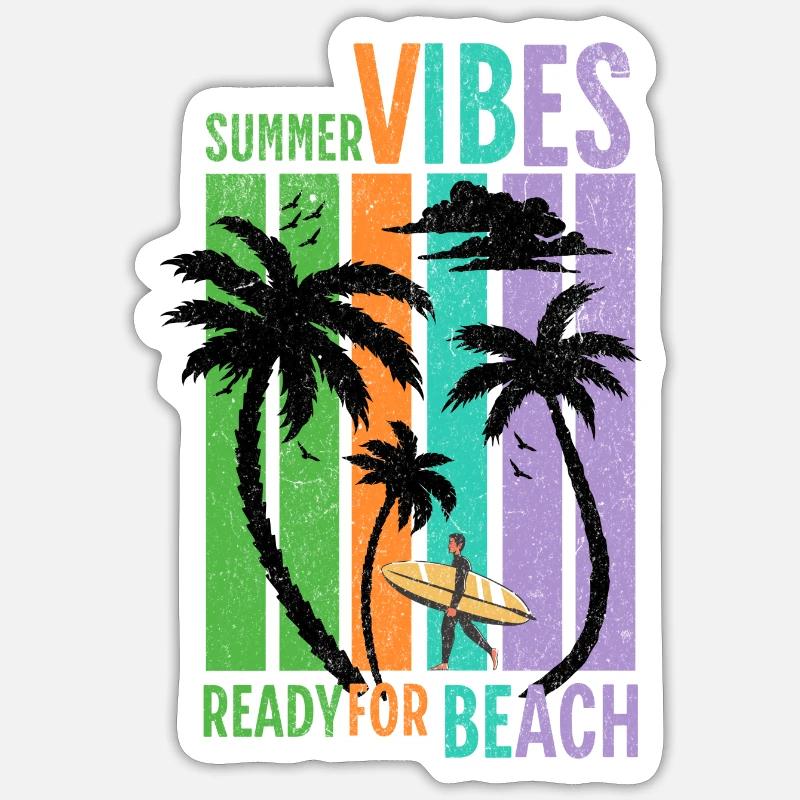 Summer Vibes Ready for Beach - Sticker Größe S (10 x 10 cm) - Mattweiß