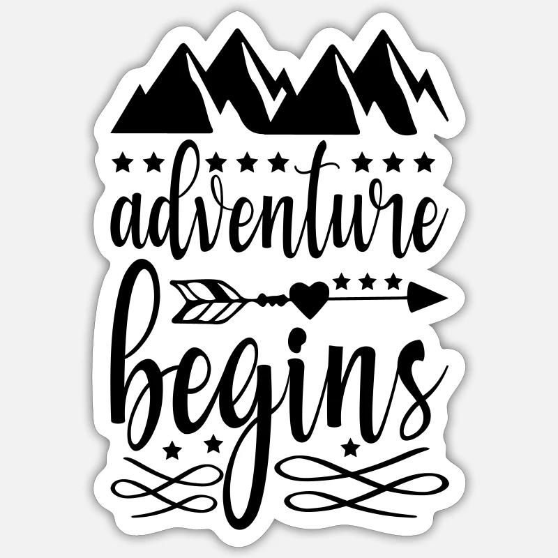 adventure begins - Sticker size S (10 x 10 cm) - white matte