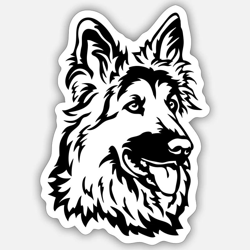 German Shepherd Head - Sticker size S (10 x 10 cm) - white matte