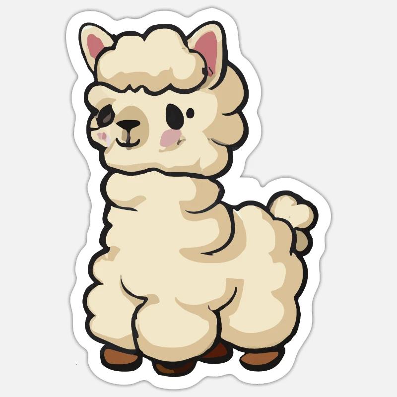 Bébé Lama Bébé Alpaga Drôle - Sticker taille S (10 x 10 cm) - blanc mat