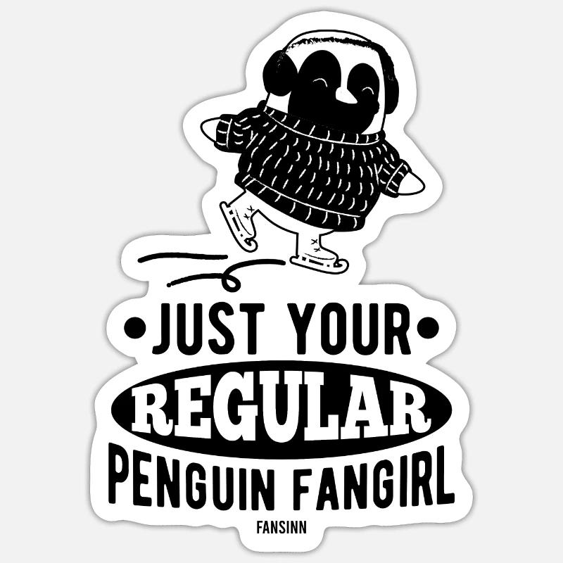 Pinguin Eislaufen Mädchen flugunfähig Sticker Größe S (10 x 10 cm)