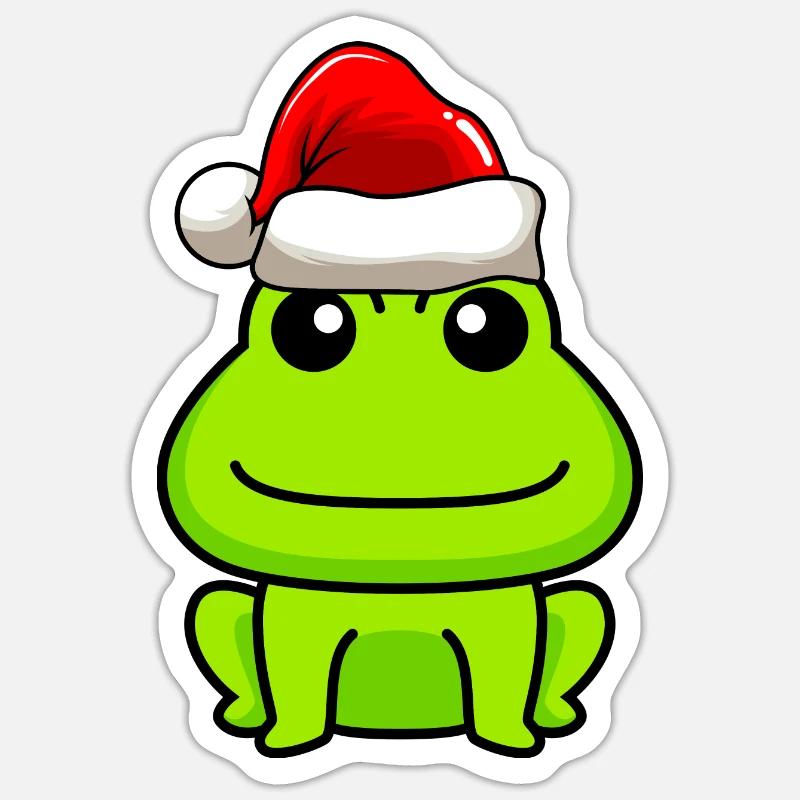 Grenouille Comic Noël - Sticker taille S (10 x 10 cm) - blanc mat